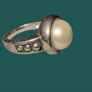 Honora White Mabe' Pearl And Sterling Silver Thick Band Ring